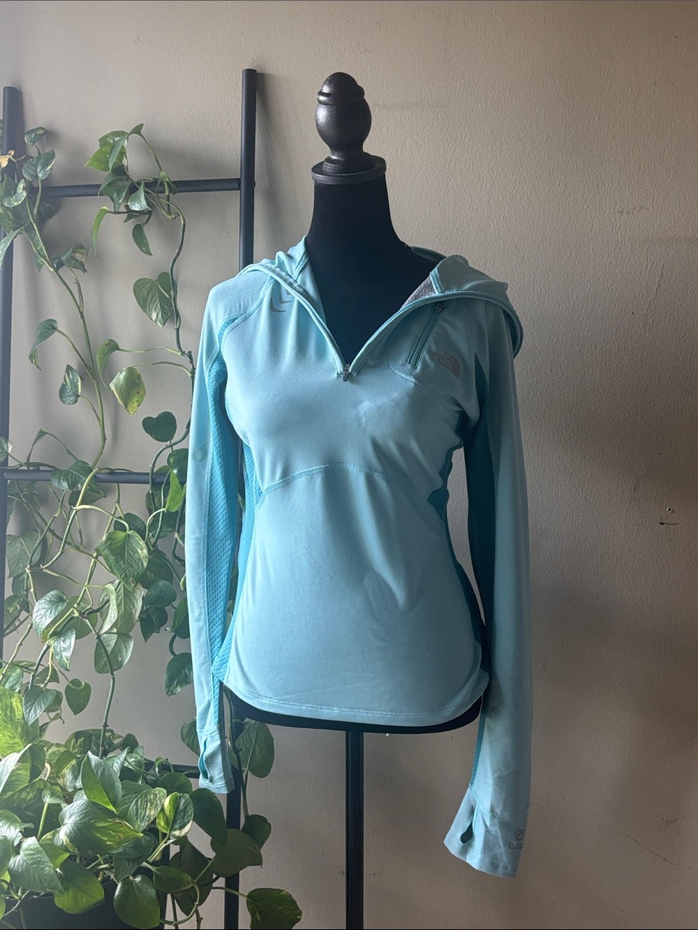 The North Face Women's Light Blue Half-Zip Hooded Pullover
